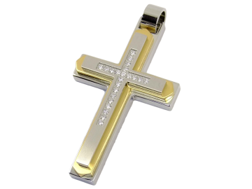 Großes Kreuz Edelstahl vergoldet